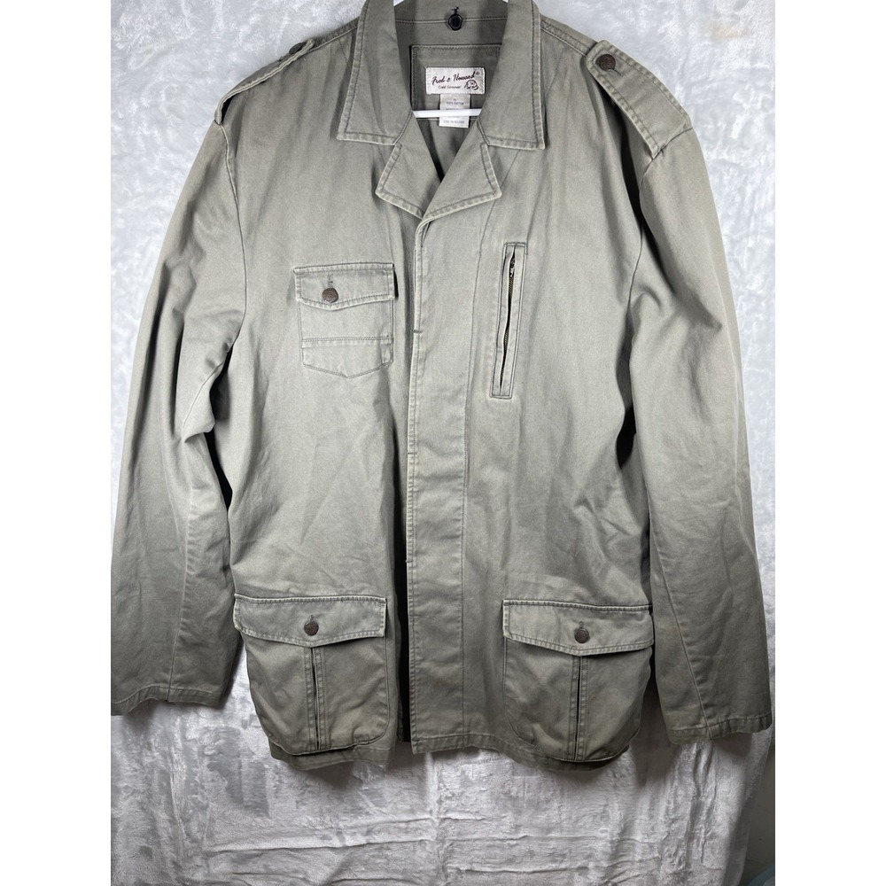 Vintage Fred and Howard  Jacket Sz XL Canvas Greenish Gray Utility Barn Style